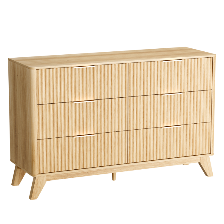 fluted dresser Eichholtz Dimitrios Drawer Chest, Charcoal Oak Veneer Drawer Dresser offers stylish storage with fluted panels Wyatt Cream Wood Two Tone